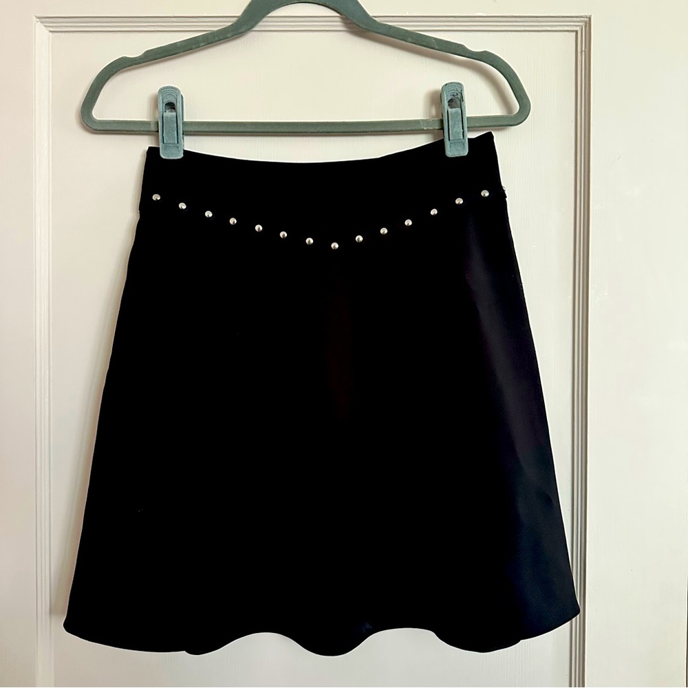 Kate Spade Black Crepe Studded Skirt